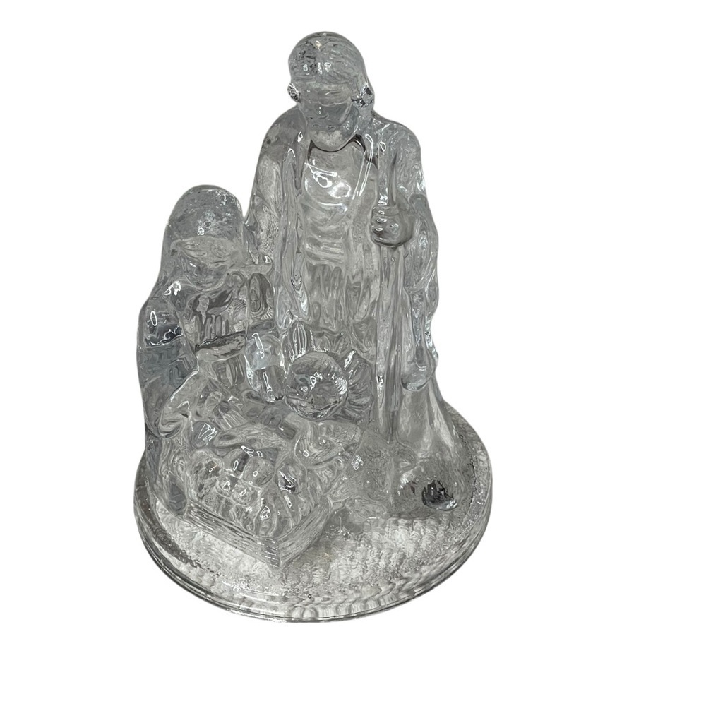Clear Glass Nativity Scene‎ Votive Candle Holder Holy Family Figurine Christmas